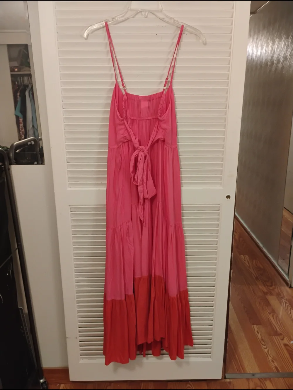 kate spade Pink and Red Tiered Spaghetti-Strap Maxi Dress